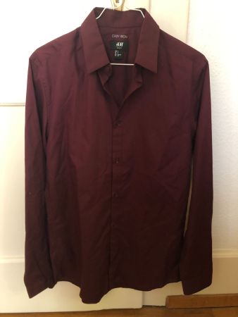 H&M Slim Fit Hemd S Bordeauxrot Easy Iron Jugend Herren