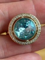 Luxus Elegante Solitär gr: 19/9 Ring Farbe: Gold /blau