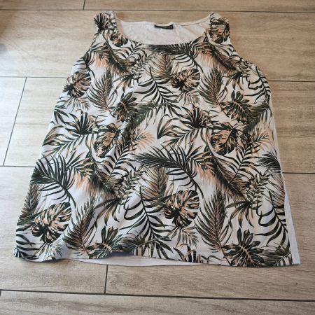 Janina Damen Blusentop Gr. 38 – Tropical Palmenmuster Weiss/