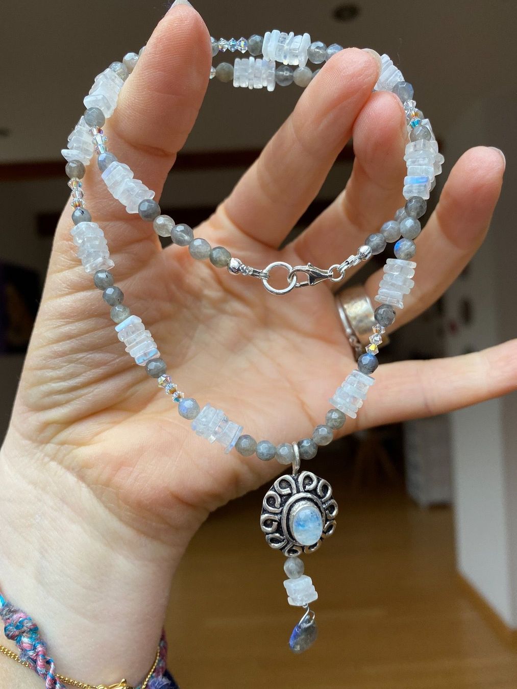 Ketten: Mondstein, Labradorit, Swarovski KETTE – Neu (gemäss Beschreibung) aus Basel von Chili007 4