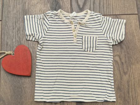 T-Shirt H&M gestreift beige blau Baumwolle Gr. 80 neuwertig!