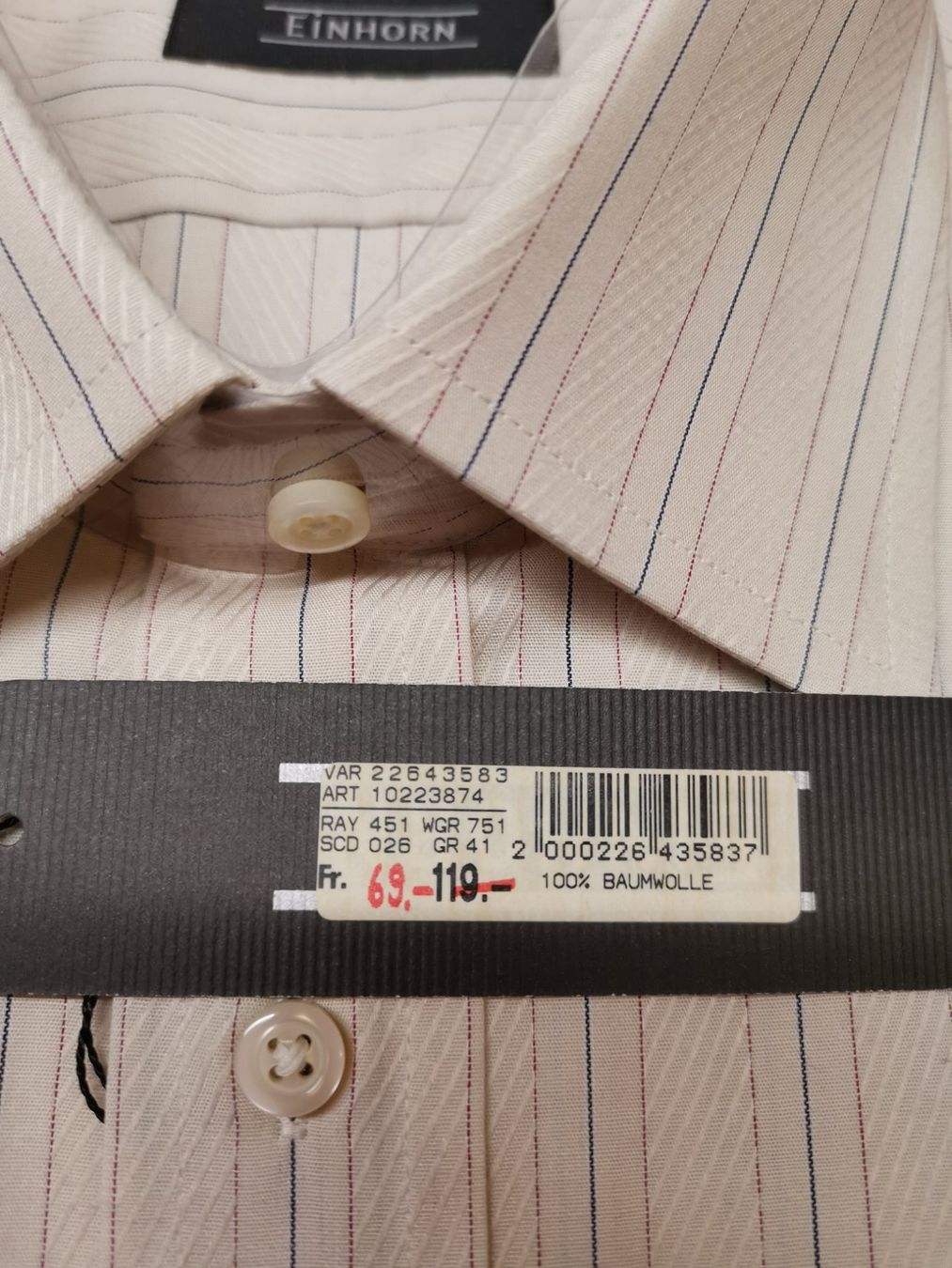 Camicie: Herrenhemd EINHORN, Neupreis Fr. 119.00 – Nuovo e nell'imballaggio originale da Seuzach venduto da NaehdesignMirjam 1