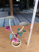 Romantischer Kerzenstaender, Metall, Vintage Stil, Rosen