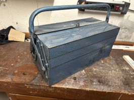 Werkzeugkiste / Werkzeugkoffer, Vintage, Metall, Blau. 