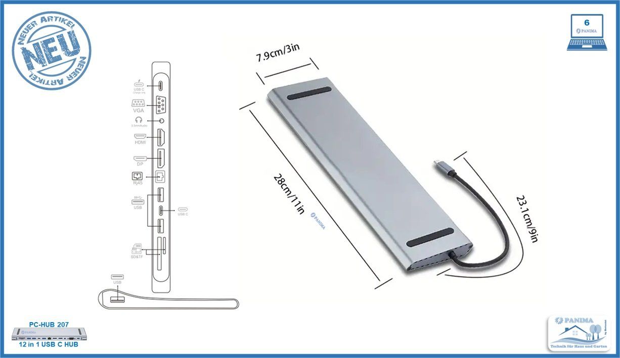 Hub & Switch: Dockingstation USB-C-12-in-1 HUB – Nuovo e nell'imballaggio originale da Luterbach venduto da PANIMA1 5