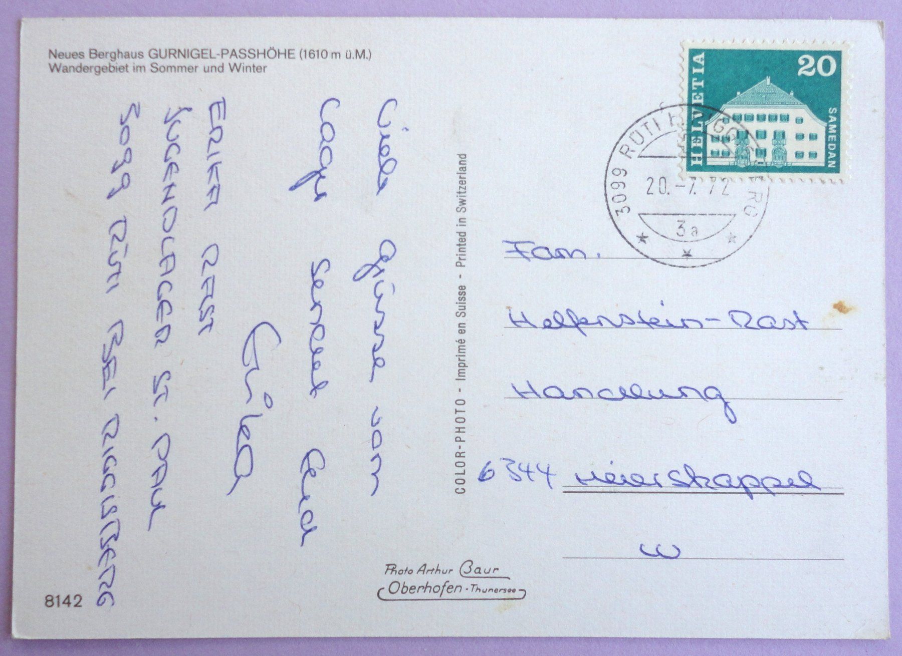 Cartoline postali: Neues Berhaus Gurnigel-Passhöhe – Difettoso da Fétigny venduto da Billy2miny 1