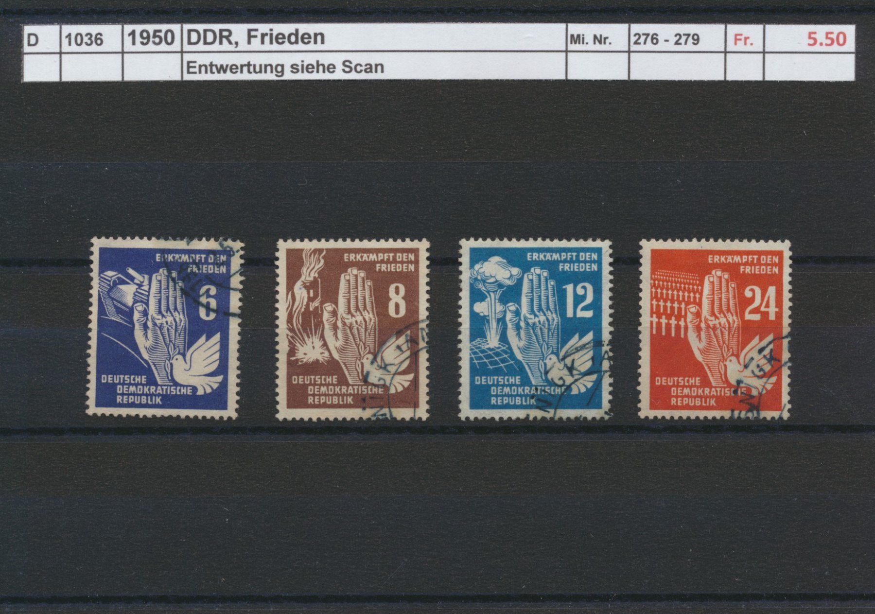 Alle Briefmarken: 1950 DDR, Frieden, gestempelt – Gebraucht aus Winterthur von Zupogeru