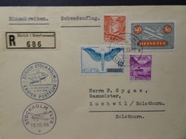 13.X.38., ZÜRICH - STOCKHOLM; ERSTER POSTFLUG: STOCKHOLM FLY
