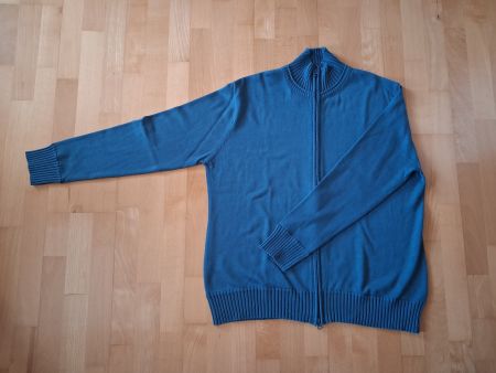 Strickjacke blau mit Reissverschluss, Baumwolle, 2XL, NEU