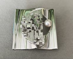 Alte Silber 800er Brosche 3,5 cm mit Perle