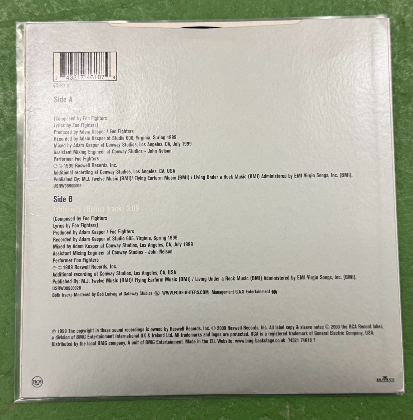 Dischi in vinile: Foo Fighters: Generator 7" (1999) – Usato da Basel venduto da Ostschweiz06 1