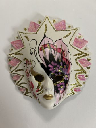 Echte venezianische Maske mit Label 11x11x4 cm Carneval