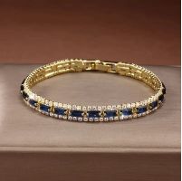 18k vergoldete Armband mit blauen Steinen, Zirkonia