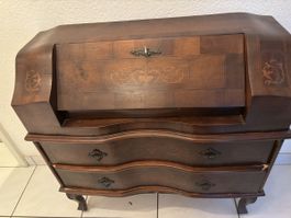 Antiker Sekretär, Holz, mit Verzierung, Vintage Stil