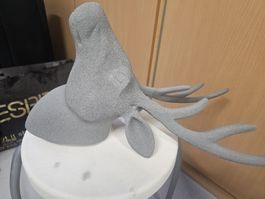 Hirschkopf Skulptur 3D Druck Betonoptik Deko Wanddeko modern