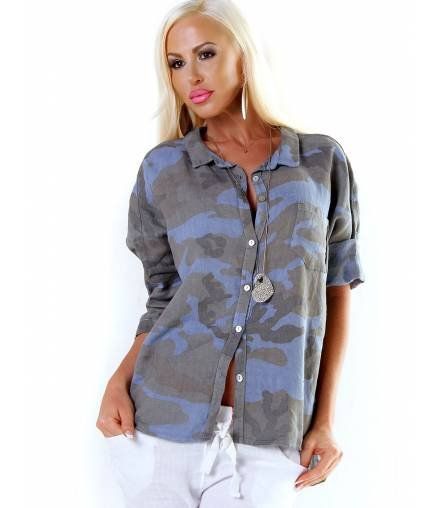 Camicette: Bluse Miho's - Camouflage blau - ca. 36/38/40 – Difettoso da Eschenbach SG venduto da Peachick