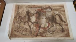 Lithographie Pferde 500/155 1981, mit Signatur (LG)
