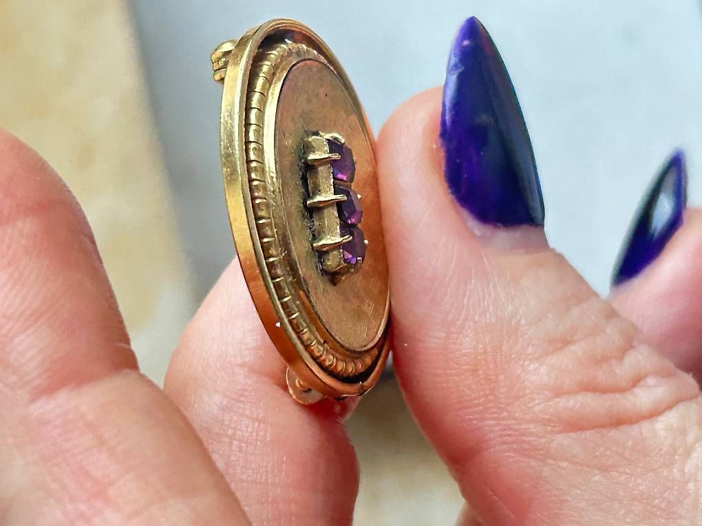 Spille & Fermagli: Ovale edle golden-violette Brosche – Usato da Basel venduto da bellespirit 4