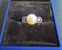 Wunderschöner Gold Ring mit Süsswasserperle und Saphiren 💍