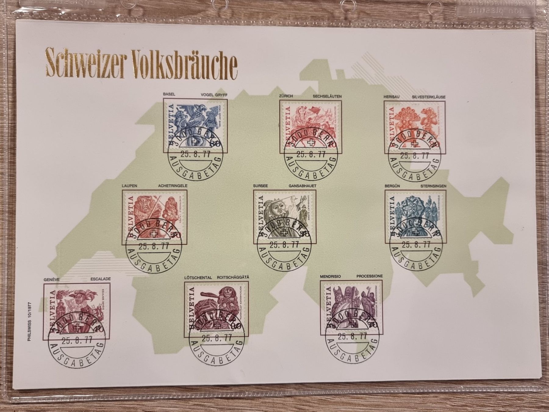 Tutti i francobolli: 3 Gross-FDC CH 1977 - Schweizer Volksbräuche - 2 Serien – Usato da Buchen venduto da Jonny58 3
