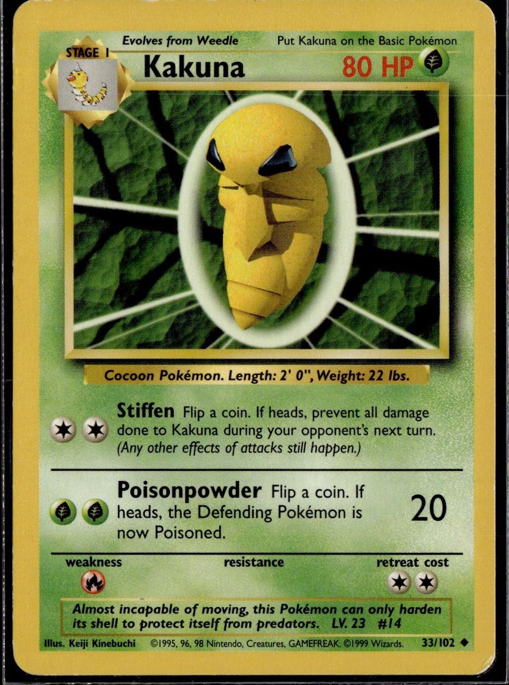 Pokémon Carte collezionabili: Kakuna 33/102 Base Set – Usato da Zürich venduto da pokemon_cards