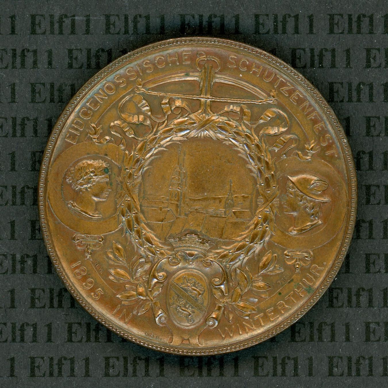 Medaillen: CHm Eidg.Schützenfest Winterthur1895 Cu Schweizer Medaille – Neu (gemäss Beschreibung) aus Widnau von Elf11