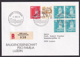 R-Combo FDC W74 mit 366 im Viererblock ET Luzern 7.9.1993