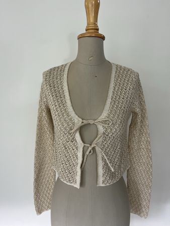 MNG Strickjacke offen beige Grösse XS gehäkelt