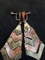 Vintage ART DECO KupferMessing Ohrhänger Drehverschluss 1920