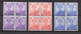 Viererblockserie W2-W4 gestempelt Genève 11 Stand 25.11.1936