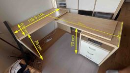 Eckschreibtisch Holzoptik weiss gebraucht