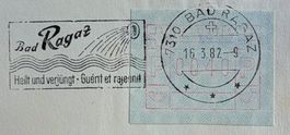 Automatenmarke 16.3.82 (Bad Ragaz) auf Beleg