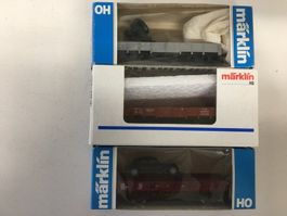 3er Set Märklin H0 4423, 4471 Niederbordwagen beladen DB