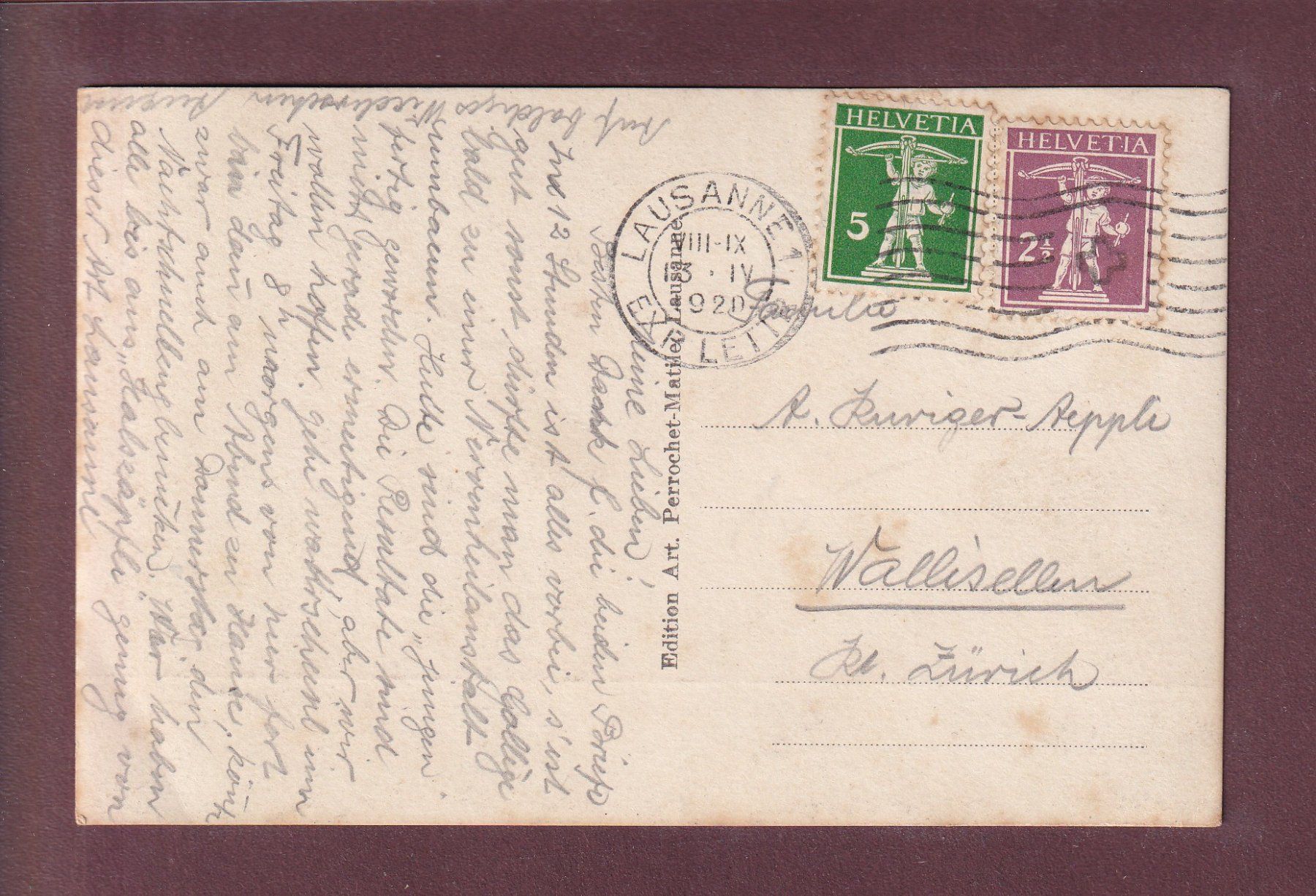 Ansichtskarten: LAUSANNE - Eglise Allemande - 1920 – Gebraucht aus Pully von nicecards 1