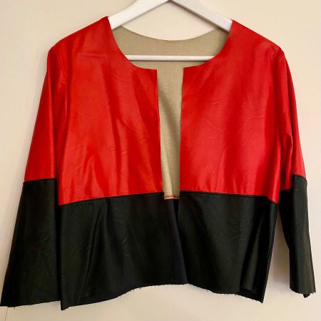 Kunstleder-Jacke in Rot/Schwarz, Gr. One-Size