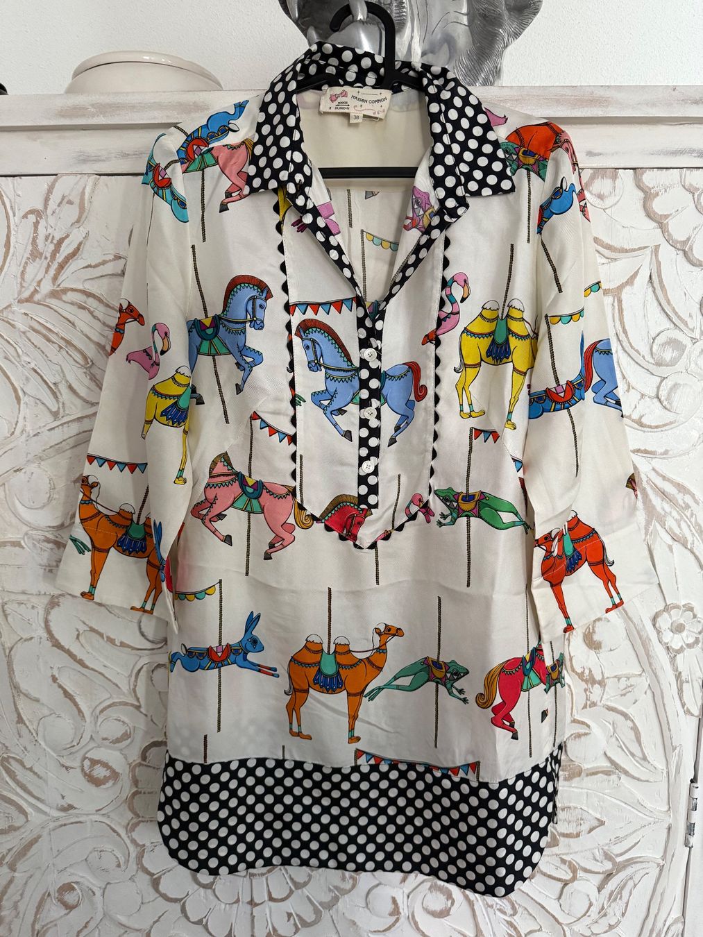 Camicette: Maison Common Bluse Gr. 38, Karussell-Print, Sommerlich – Usato da Rorbas venduto da sei_9qyv