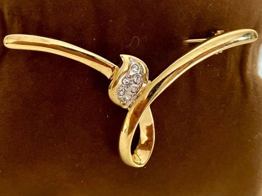 Broschen & Nadeln: Broche dorée vintage strass occasion chic – Gebraucht aus Peseux von CharmeCommerce