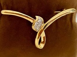 Broche dorée vintage strass occasion chic