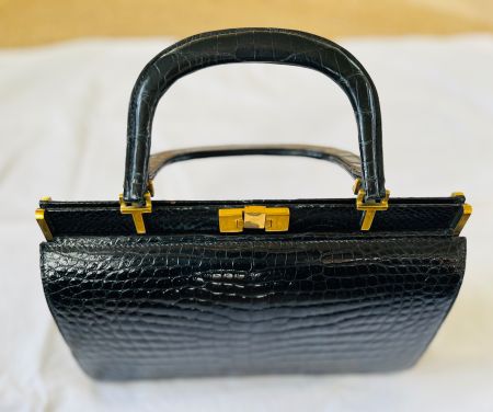 Vintage-Rahmentasche aus echtem Krokodilleder – Rarität