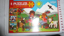 Altes Puzzle 4 mal mit Vorlage Heidi'