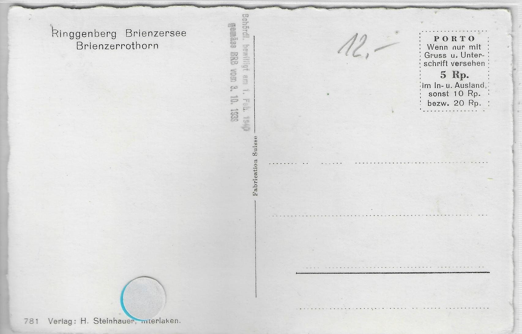 Ansichtskarten: Ringgenberg - Brienzersee – Gebraucht aus Ettingen von Kartenplanet 1