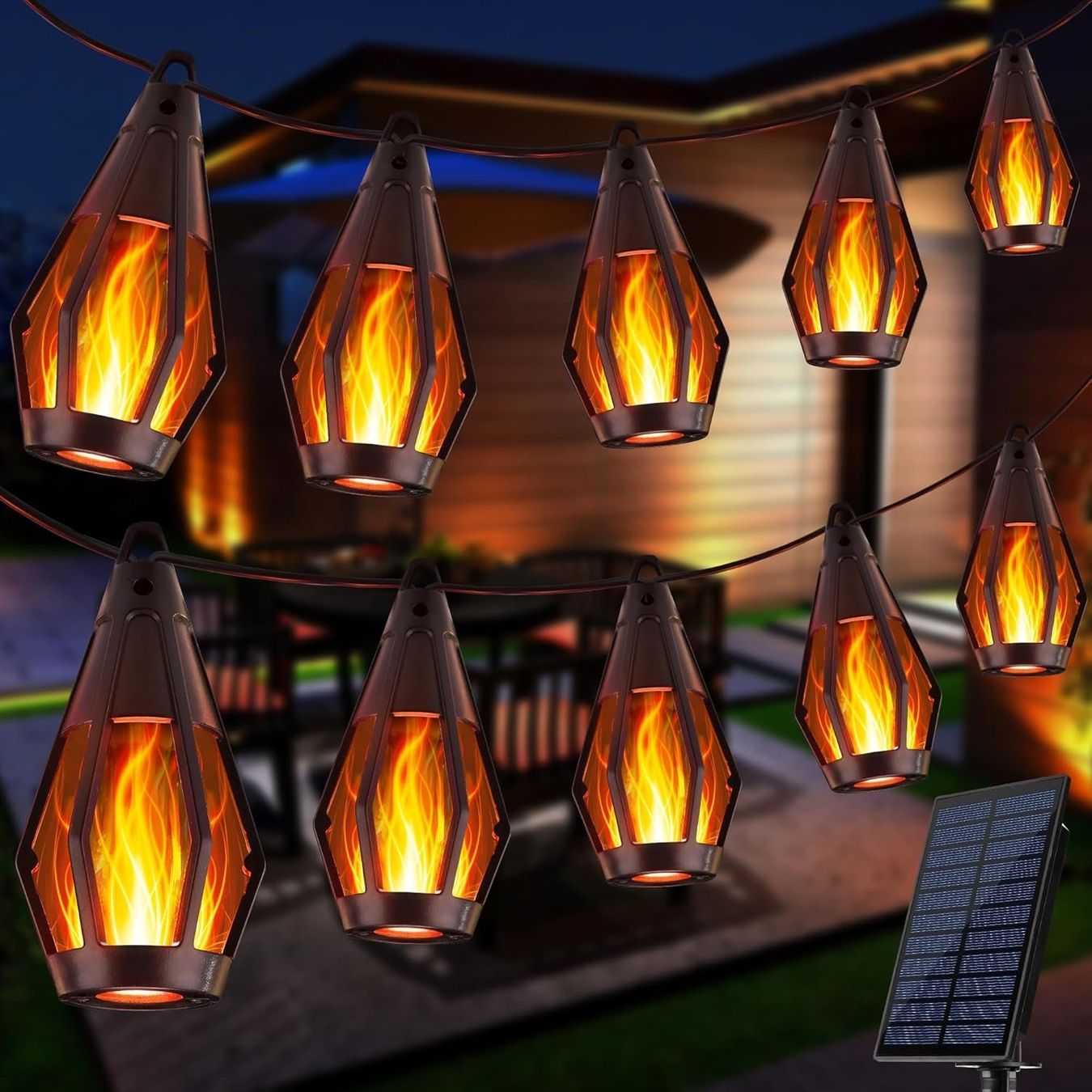 Ghirlande e barre luminose: Solar Flammen Lichterkette 12.6m – Nuovo e nell'imballaggio originale da Nuglar venduto da SmartLiving24