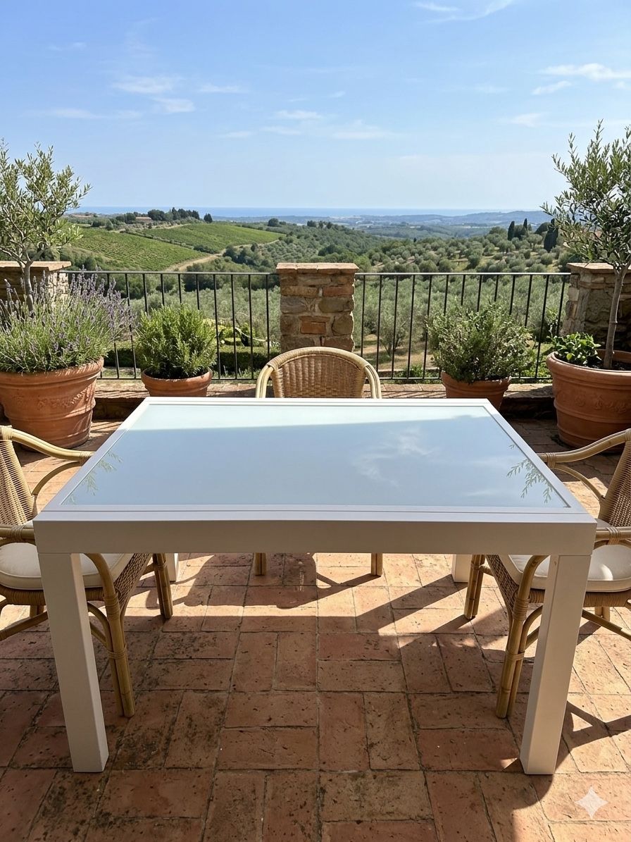 Tavoli: Gartentisch mit Glasplatte. – Usato da Gams venduto da dan_6xsn