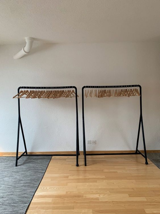 2x IKEA TURBO clothes rack + 64 Wood Coat Hangers | Kaufen auf Ricardo