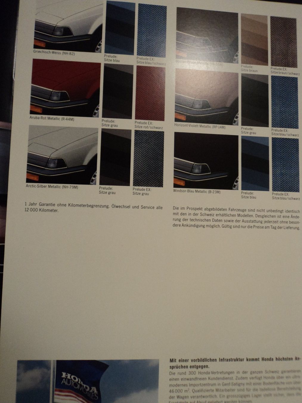 Honda Documenti: Prospekt Honda Prelude  ca.1982 mit EX – Usato da Schwarzenburg venduto da modelCARama 7