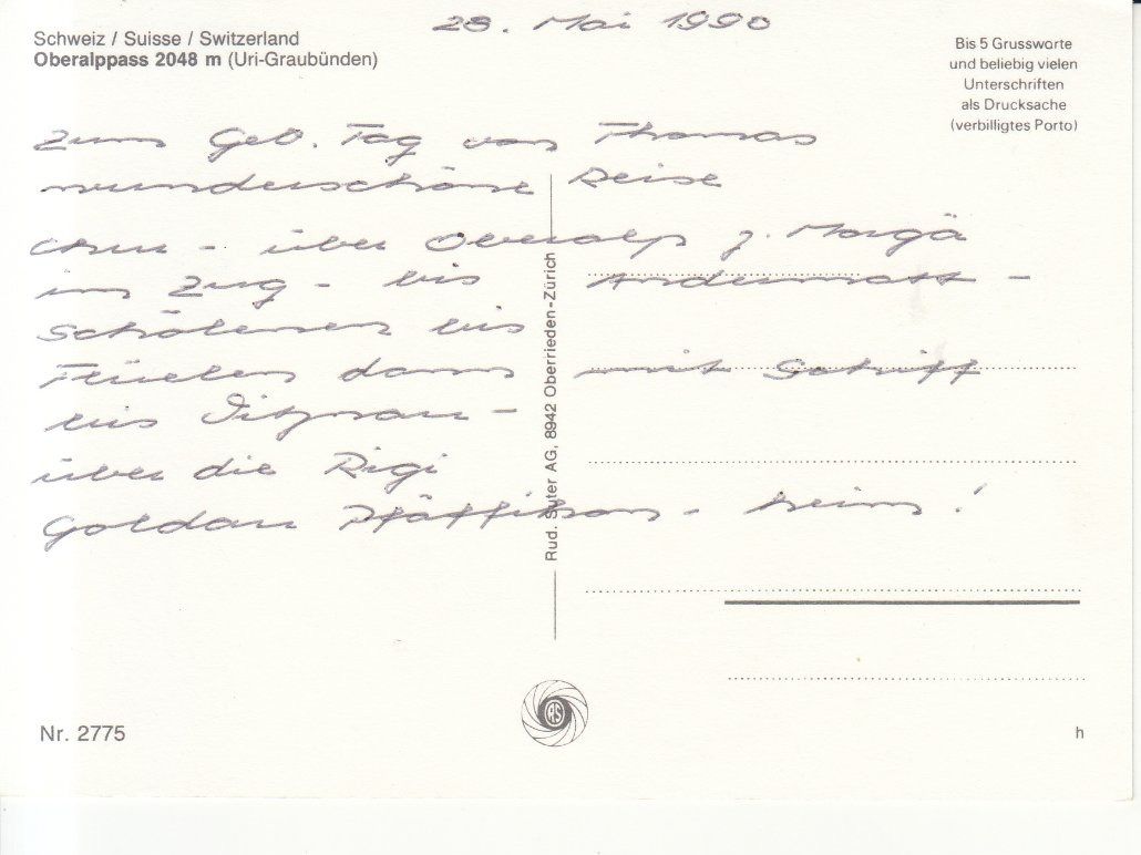 Ansichtskarten: Oberalppass 1990 – Gebraucht aus Bürglen TG von StampGraf 1