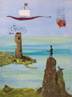 Surreales Gemälde: We saw houses falling