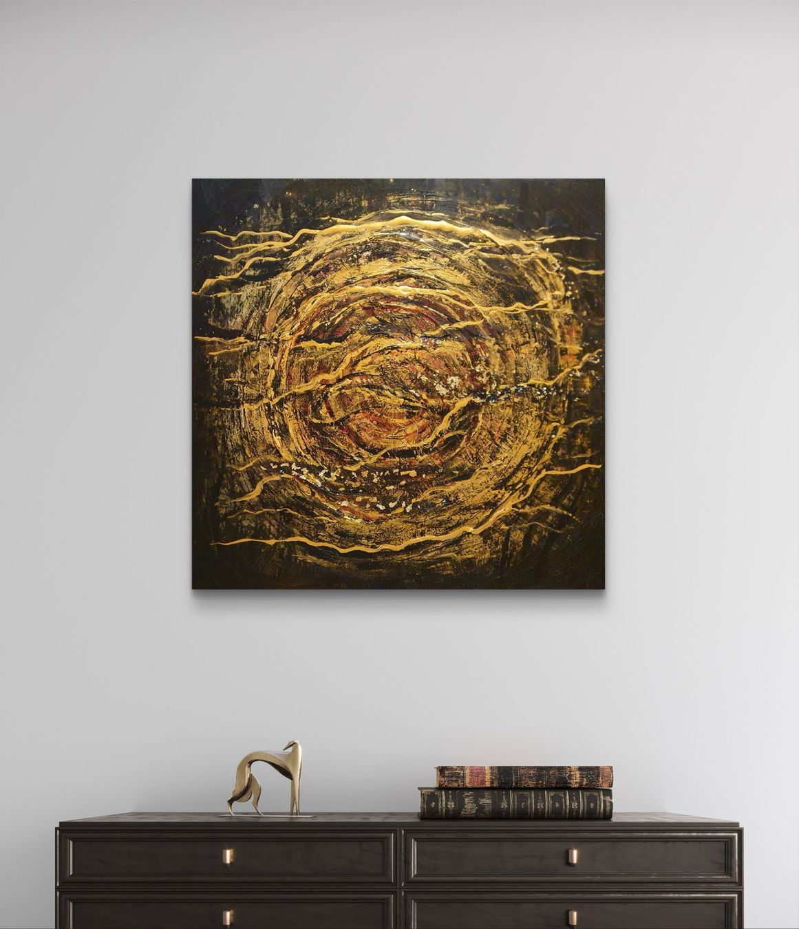 Dipinti: Acrylbild Abstrakt mit Gold, 80x80 cm – Nuovo e nell'imballaggio originale da Beinwil am See venduto da Superchance 5
