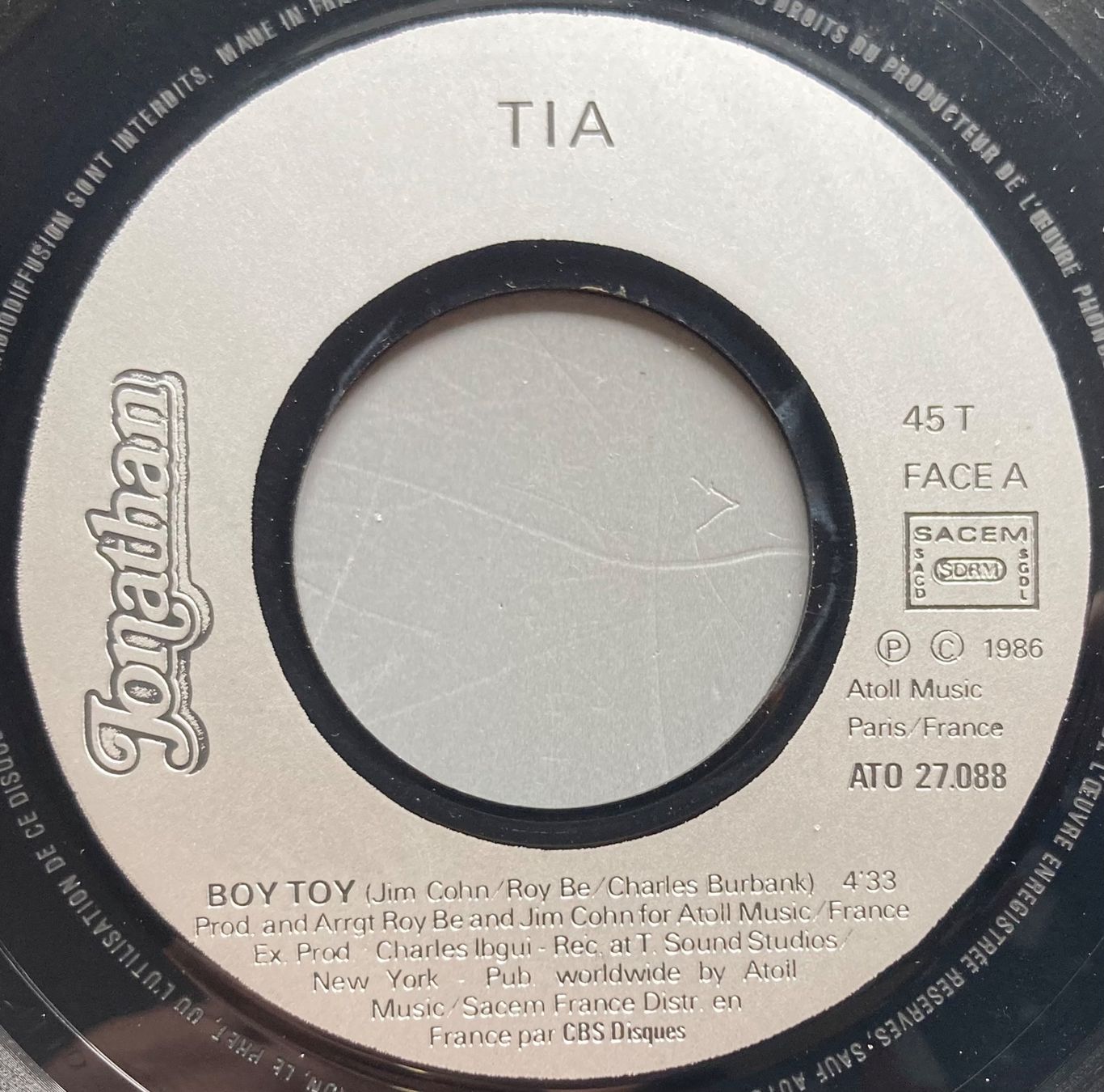 Dischi in vinile: TIA - BOY TOY – Usato da Poliez-Pittet venduto da Newtown-Records 2