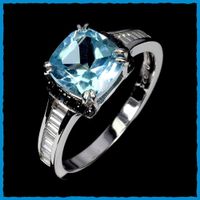 ♛ BLAU TOPAS 925 Silberring